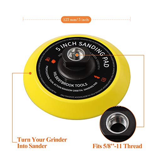 Hilbertbrook BP20200001 5 Inch Hook And Loop Backing Pad 5'' Backing Plate With 5/8-11 Threads Sanding Pad Angle Grinder Accessories Sanding Buffing Polishing thumb #1