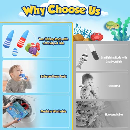 Image of ZOOI Toddler Montessori Toys for 1-3 Year Old, 24PCS Cloth Fishing Game with Stacking Cups for Hand-Brain Coordination, Sensory Baby Toys 6-12 Months, 1-3 Year Old Girl Boy Birthday Gifts