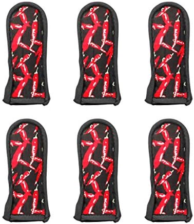 New Star Foodservice 1028744 Commercial-Grade Hot Skillet Handle Cover Holder, Hot Handle Holders/Mitts, Red Peppers Pan Cotton Handle Sleeve, Set of 6