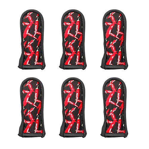 New Star Foodservice 1028744 Commercial-Grade Hot Skillet Handle Cover Holder, Hot Handle Holders/Mitts, Red Peppers Pan Cotton Handle Sleeve, Set Of 6 #TOP2