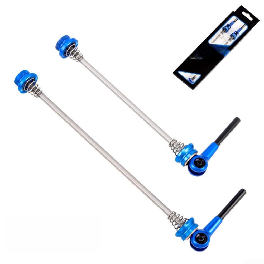 Lightweight 1 Pair Quick Release Bike Skewers, TC4 Alloy Hub Axle Lever for Road and Mountain Bikes, Suitable for Front and Rear Hubs, Resistant (blue)