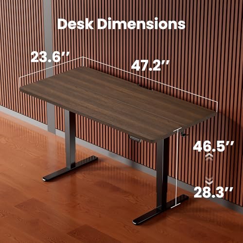 Image of ErGear Height Adjustable Electric Standing Desk, 48 x 24 Inches Sit Stand up Desk, Memory Computer Home Office Desk, Dark Walnut
