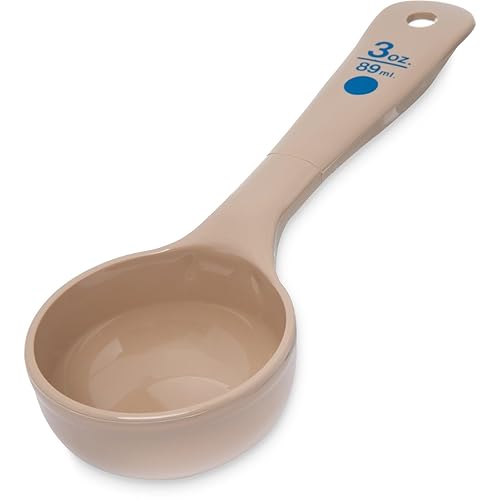 Carlisle FoodService Products Measure Miser - Cuchara medidora de plástico con mango corto, 3 onzas, color beige