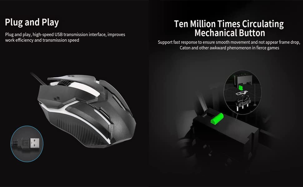 Image of Dhruvga Gaming Wired Optical Mouse 1200DPI Ergonomic Mouse with Colorful RGB Breathing Backlite Mouse. (DHV-GMS-0243)