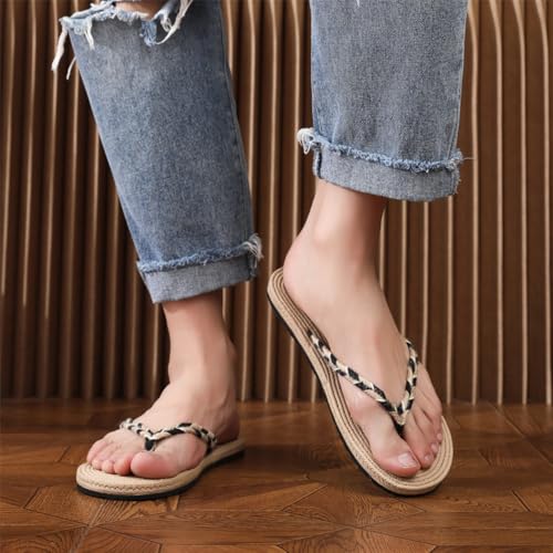 Premium Comfort Faux Straw Design Yoga Mat Flip Flops For Men Thong Sandals Slides Summer Slippers Indoor Outdoor Footwear2