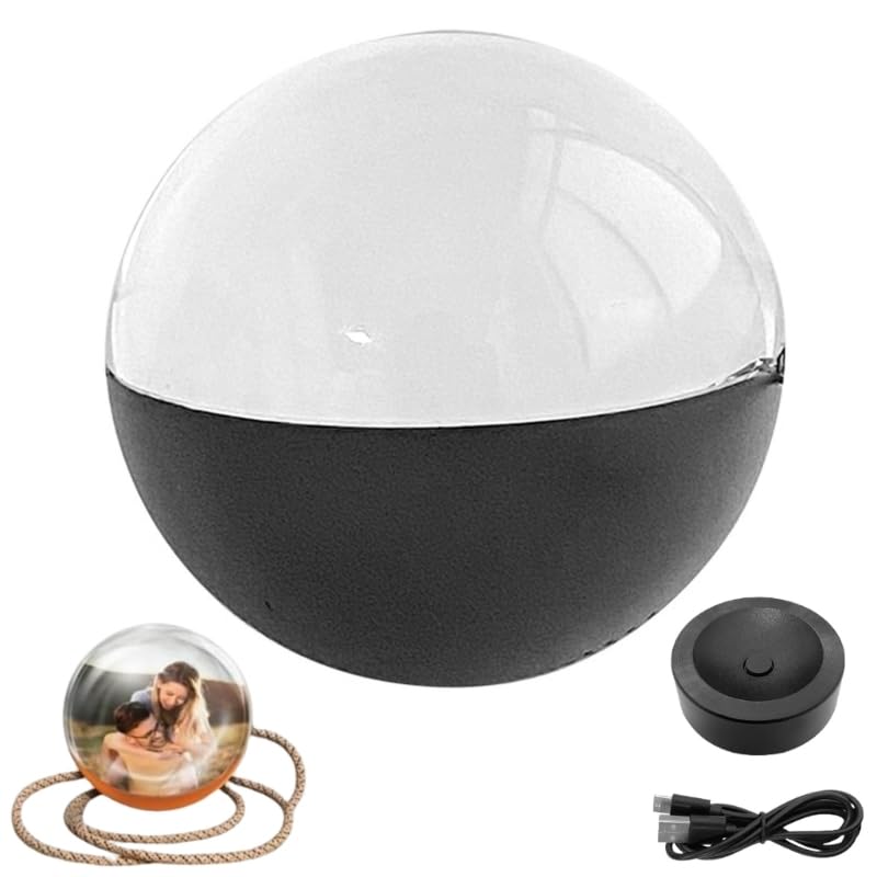 2.7" 3D Crystal Ball Video Player, Memory Orb, Personalized Digital Memory Display, Uploadable Videos &amp; Photos, DIY Gift for Anniversary, Birthday,Couples,Pets, Memories (Black)