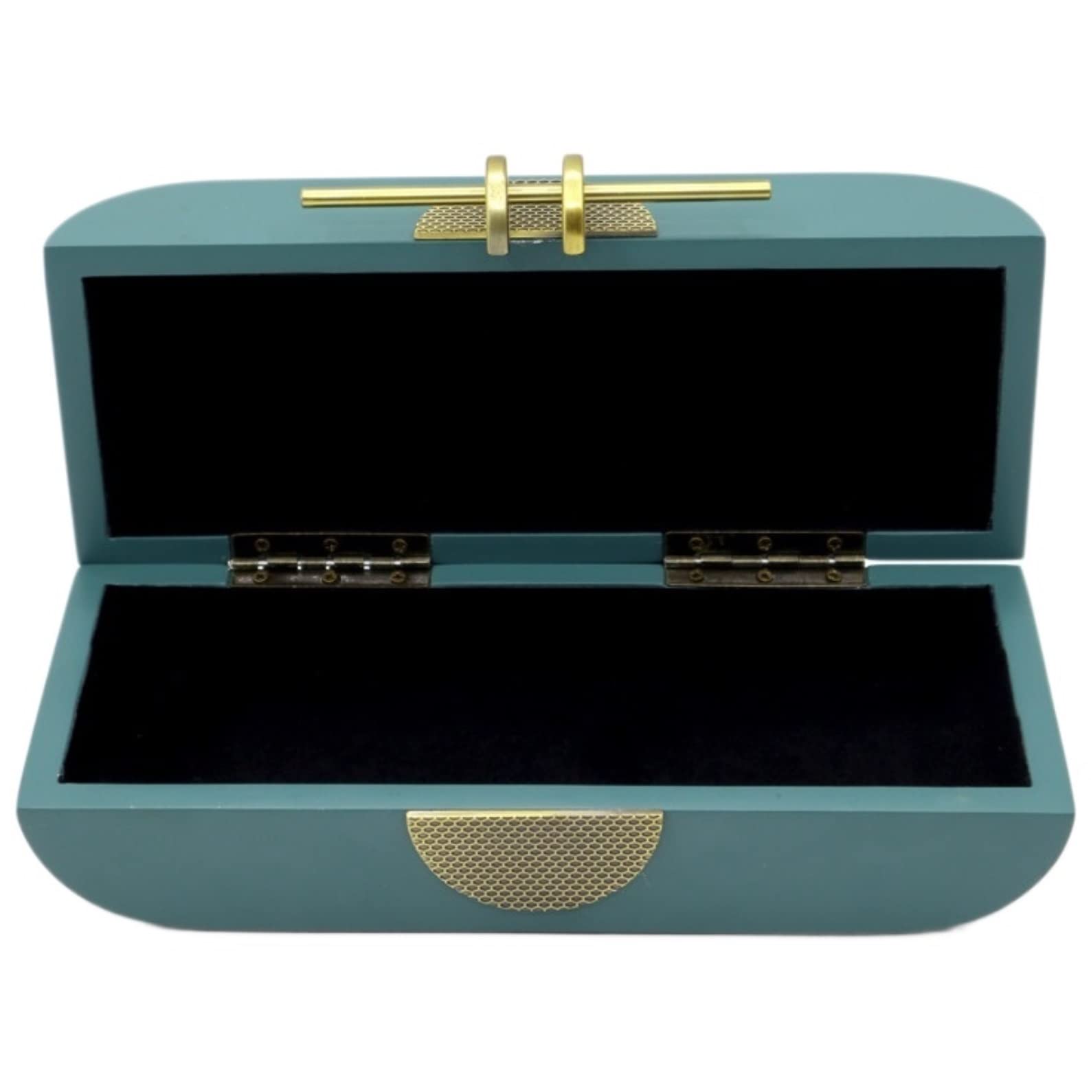 Portagioie in legno, semplice, organizer per gioielli, cosmetici, cosmetici, da donna, colore blu, 25 x 9,5 x 8 cm