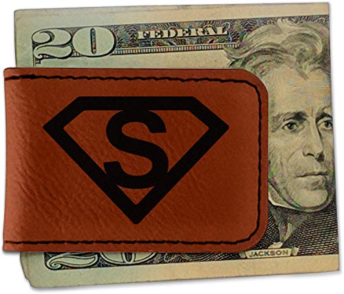 Super Hero Letters Leatherette Magnetic Money Clip - Single Sided