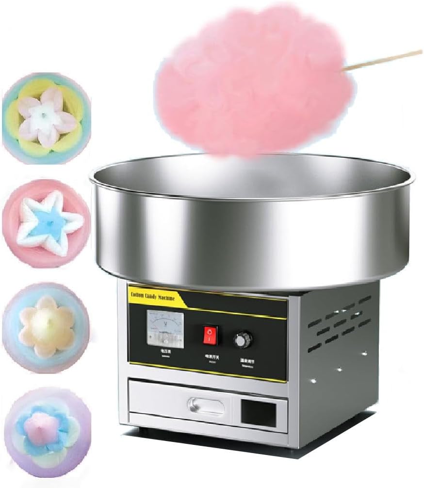 Electric Floss Machine 1200W Commercial Cotton Candy Machine, Cotton Sugar Maker for Birthdays Parties Celebrations,Pinks (Silver)