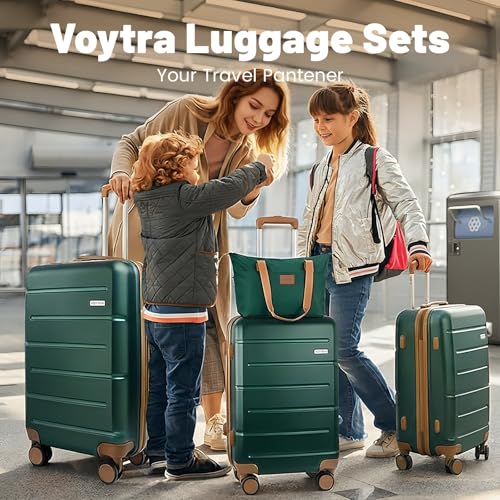 Image of 3-Piece Luggage Set with 20 inch Carry On, PC+ABS Hardside Suitcase with Spinner Wheels & TSA Lock, Easy-Control Rolling Suitcase for Business Trips & Weekend Getaways (Green)