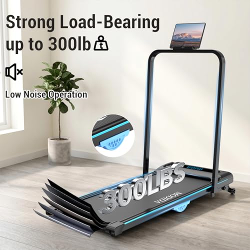 Image of Walking Pad Treadmill with Foldable Handrail, 3.5HP Quiet Motor, 12-Speed LED Display, 300LB Capacity, Portable Under Desk Treadmill for Home Office Apartment Small Spaces