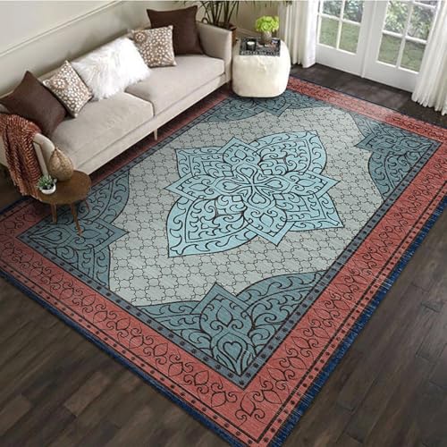 ラグ カーペット 洗える 50×80cm ラグマット ペルシャ風 じゅうたん 低反発 北欧 おしゃれ 3畳 4畳5畳6畳 絨毯 耐摩耗性 防ダニ 防音 掃除容易い 滑り止め付 ホットカーペット対応 リビングマット 掃除やすいラグ オールシーズン 屋内/屋外