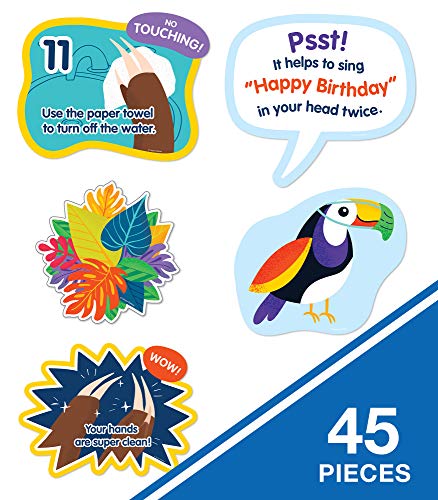 Carson Dellosa One World Wash Your Hands Bulletin Board Set, Carson Dellosa Social Distancing Classroom Decorations, 45 Pieces