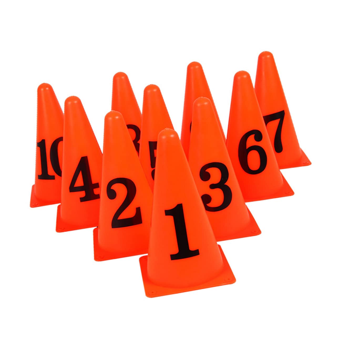 Set 10 Coni Segnaletici Numerici da Calcio in Plastica Arancione, Secchiello per Marcatori, Ostacoli per Allenamento Sportivo e Pattinaggio, Indicatori per Ragazzo Ragazza e attività Outdoor