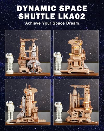 Image of ROKR Space Shuttle 3D Wooden Puzzles for Adults Moving Building Model