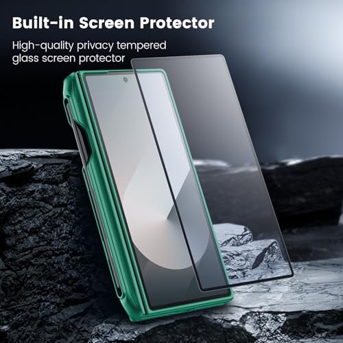 Image of Nillkin Case for Samsung Galaxy Z Fold 6 (7.6 inch Inch) Super Frosted Shield Fold Bracket Phone Holder Version 180 Folding 360 Protect Green Color