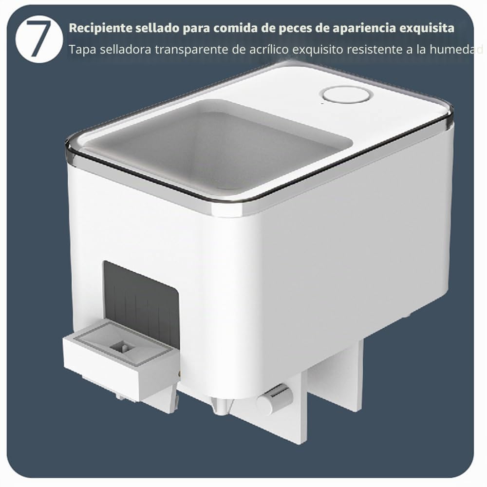 Weytoll Comedero Automatico Peces, Control de Aplicación WiFi de 100 ML Dispensador Comida, Doble Protección Antibloqueo, Control Preciso