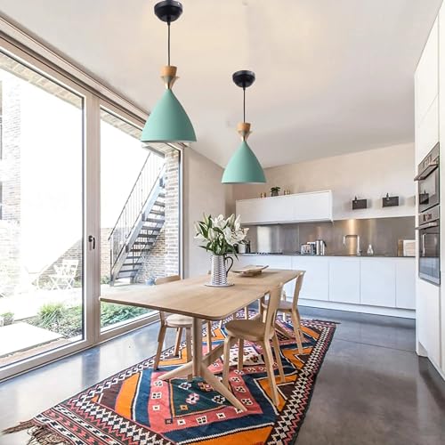 Image of Modern Aqua Blue Dome Hanging Pendant Light for Ceiling, Aluminium, Antique Decor, E-27 Holder, (Bulb is not Included) Pack of 2