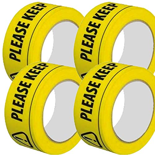 Preisvergleich Produktbild Gelbes Sicherheitswarnband Halten Sie 2 Meter Abstand Warnband Bodenmarkierung Soziale Distanz 33 Meter lang (2 Rollen)