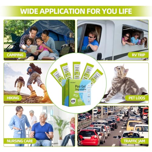Polvo para inodoro portátil, gel absorbente ecológico para residuos líquidos, gelificación y desodorización, polvo para tratamiento de residuos en inodoros de emergencia, camping y senderismo al aire libre miniatura 6