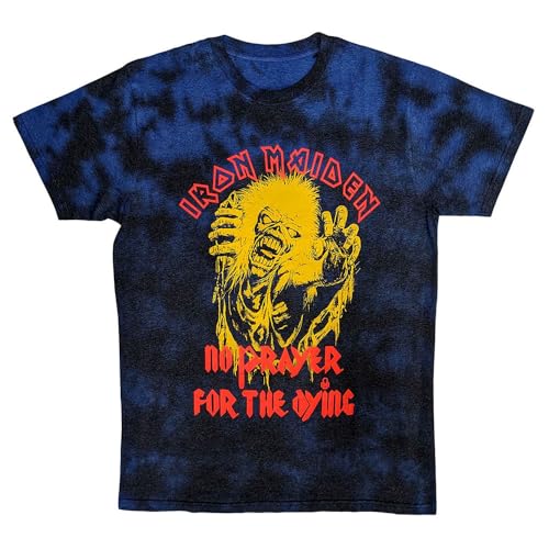 Rock Off officially licensed products Iron Maiden No Prayer for The Dying Dye Wash T Shirt XL Navy