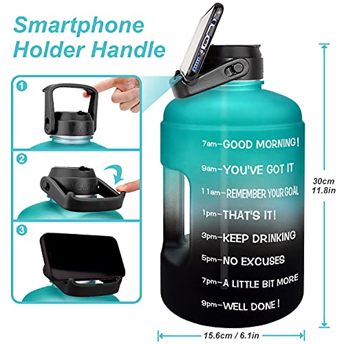 Image of QuiFit 1 Gallon Water Bottle - with Straw & Motivational Time Marker Leak-Proof BPA Free Reusable Gym Sports Outdoor Large(128OZ /73OZ) Capacity Water Jug