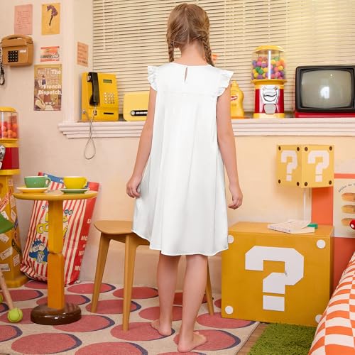 Jxstar Girls Nightgowns Toddler Pajamas Silk Satin Flutter Sleeve Princess Dress Nightie Sleepwear for Little Girls3
