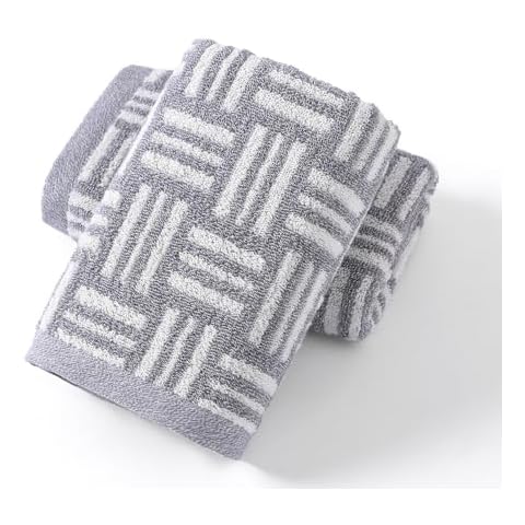 YiLUOMO 100% Cotton Grey Hand Towels White Striped Pattern Super Soft Highly Absorbent Bath Hand Towels Lightweight Quick Dry Hand Towels 13 x 29 Inch, 2 Pack Cover
