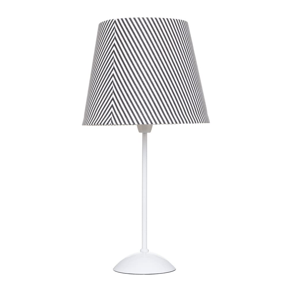 LITECRAFT Table Lamp Stick Base with Striped Tapered Shade - White