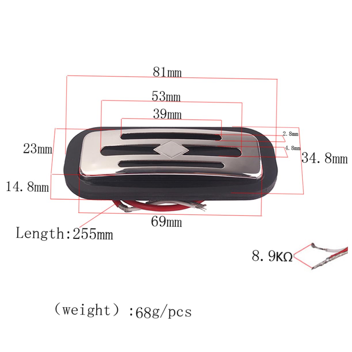 SUPVOX Chrome Frame Guitar Pickups Gml13 Bass Humbucker Bread Shape High Conductivity Wire