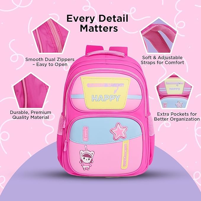 Image of School Bag for Kids Boys & Girls 5-10 Years - Cute Cartoon Dinosaur Backpack Large Capacity Waterproof School Bag with Bottle Pocket Multi-Compartment Lightweight Bag for Nursery & Primary