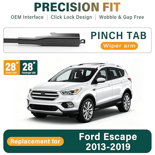 Image of Windshield Wiper Blades Replacement for Ford Escape 2013 2014 2015 2016 2017 2018 2019,Original Equipment Replacement Front Rear Wiper Blade Set - 28 inch 28 inch 11 inch (Set of 3)