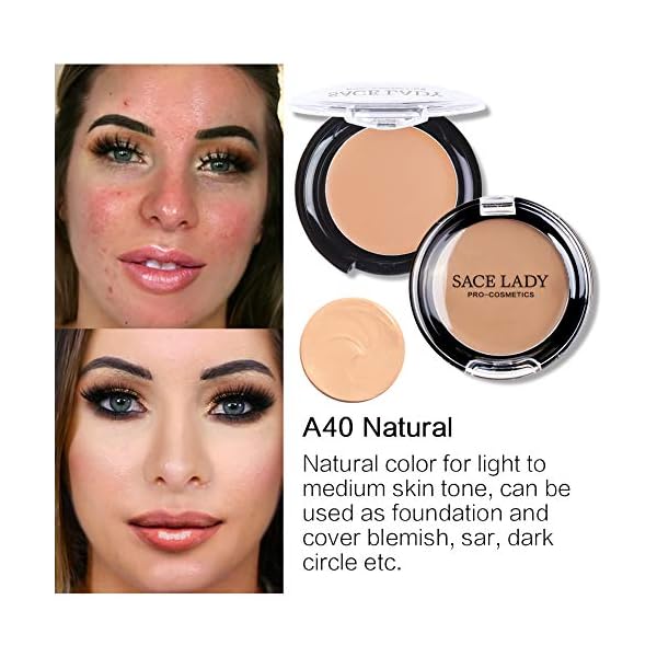 Waterproof Full Coverage Concealer With Primer Sponge Set, Smooth Matte Flawless Creamy Liquid Foundation Corrector Makeup Kit for Face Eye Dark Circles Spot Acne Scar Cover (0.2Fl, Natural)