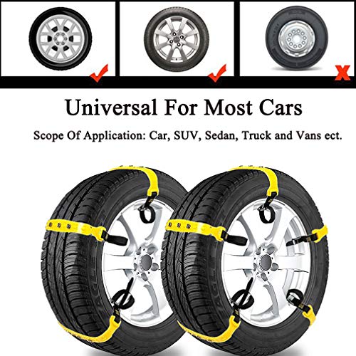 BiBOSS Snow Chains 10 Pcs Anti Slip Tire Chains Adjustable Security Emergency Car Tire Chains Fit for Most Car SUV Truck Vans,185-295mm/7.2-11.6''