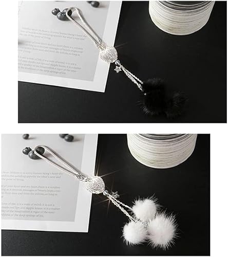 Miniatura 4 de Magic Feier Accesorios de diamantes de imitación de corazón con diamantes de imitación, lindo corazón de amor, bola de felpa para espejo de