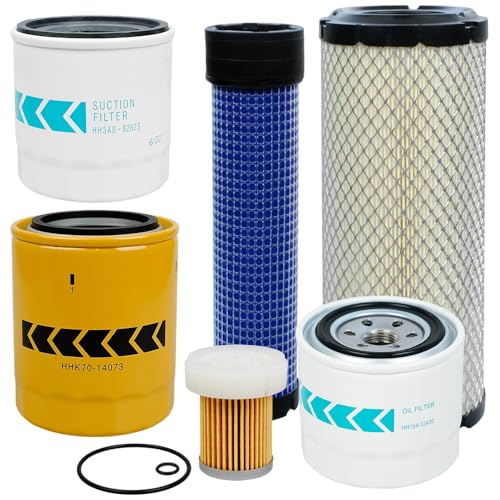 Filter Kit Fit For Kubota L2800 L3200 L3400 L3700SU L3800 HST Tractor 6 Pcs Air/Oil/Lube/Fuel/Hydraulic Oil Filters Replaces HH164-32430 6A320-59930 TA040-93230 HHK70-14070 HH3A0-82623