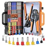 Crimping Tool with Wire Stripper,Preciva 0.08-16mm²Bootlace Ferrule Crimper Tool Kit&Cutter Tool Electrical for 0.2-6mm²Wires,with 1375pcs Ferrules(265pcs Double Terminals)