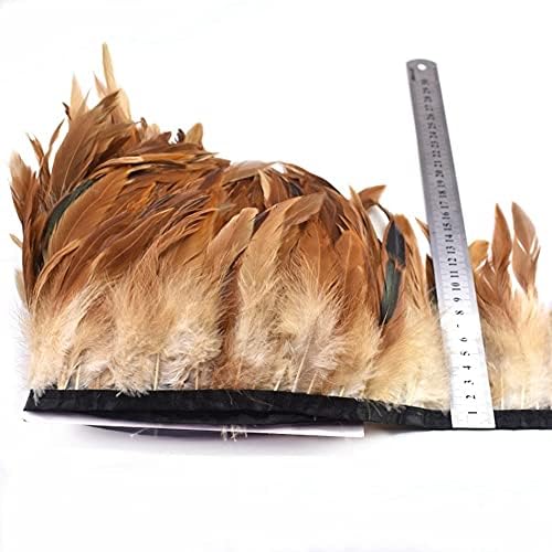 2Meter Natural Rooster Feathers Ribbon DIY Party Feather Sewing Clothing Plume Trim Fringe for Craft Wedding Decorations 13-18cm - 1 Meters - Zamihalaa