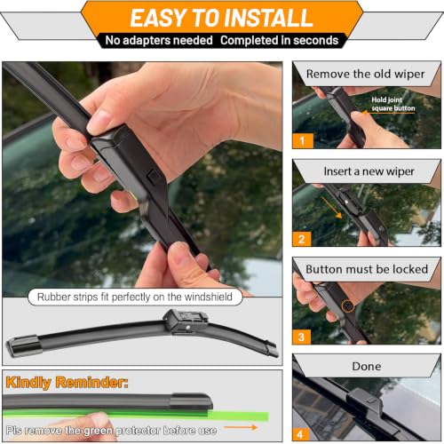 Image of AUTOBOO Windshield Wiper Blade Replacement for BMW X5 2019-2025 | Fits X5 2019-2025; 26 inch+20 inch front + 14 inch rear, OE fit, all-weather, quiet, easy install