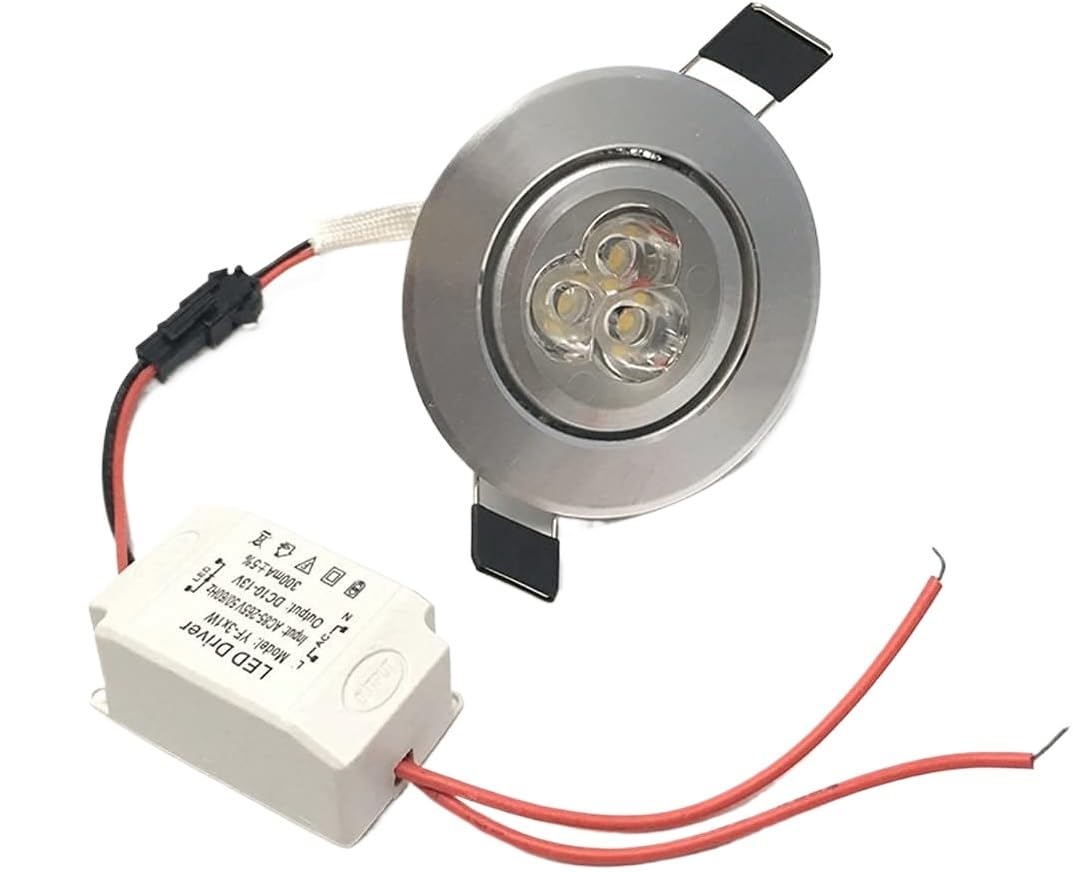 3W LED Downlight Recessed Ceiling Light: Small Mini Spotlight, Adjustable Round Recessed Ceiling Lights, 100-240V, 50MM Cut Hole Size