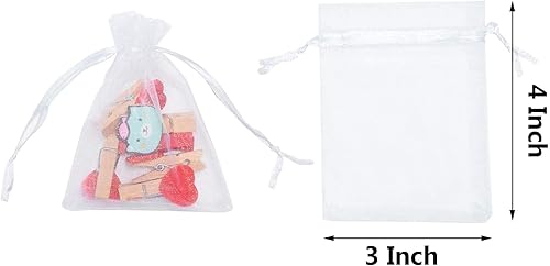 Miniatura 2 de Bolsas de organza, 50 bolsas de regalo y bolsas de almacenamiento, 3 x 4 pulgadas, blancas, para boda, día de San Valentín, cumpleaños, Halloween,