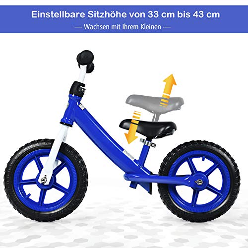 COSTWAY Kinder Laufrad mit verstellbarem Sitz, Balance Fahrrad ohne Pedale, Balance Bike, Kinderlaufrad, Lauflernrad für… – Bild 5