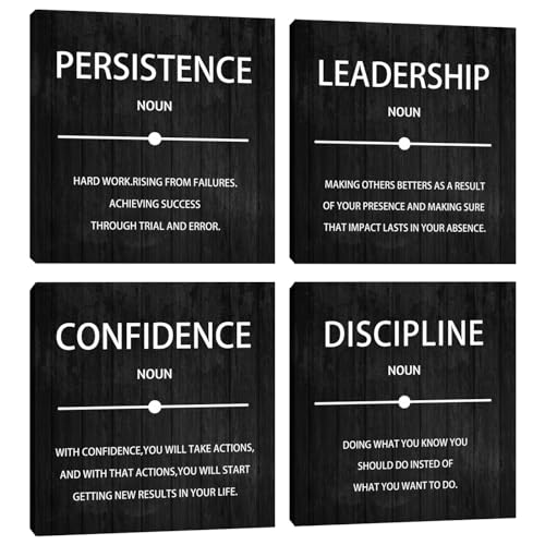 Halioyo 4 Pieces Motivational Wall Art Inspirational Office Quotes Wall