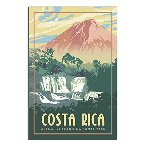 ZHBIN Arenal Poster vintage sur toile représentant le parc national du volcan, Costa Rica - Décoration murale moderne pour chambre à coucher, bureau, décoration murale, affiches décoratives Cover