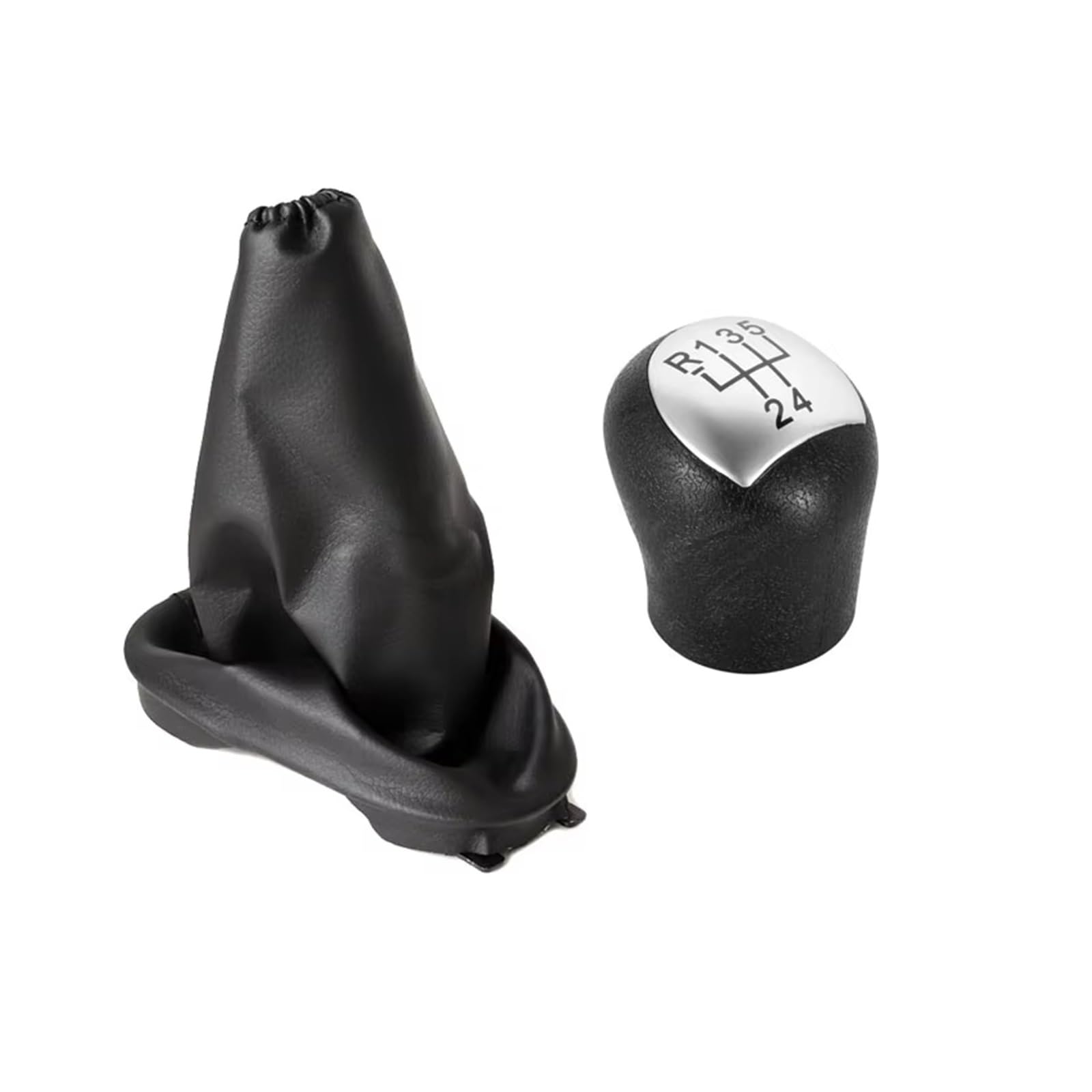 Ouvecr 2Pcs Set A Car Shift Gear Knob Handle 8200071449 For Clio 2 Ii Mk2 2001-2005 Gear Shift Knob Manual Leather Stick Boot Gaiter Cover Gear Shift Cover(2Pcs Set A)