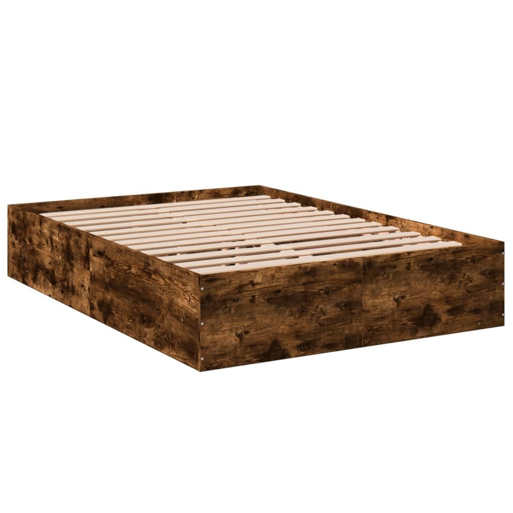 vidaXL Bed Frame, Bed Base for Bedroom Guest Room, Mattress Foundation for Double Bed, Bedstead, Smoked Oak 120x190 cm Small Double Engineered Wood — image 1