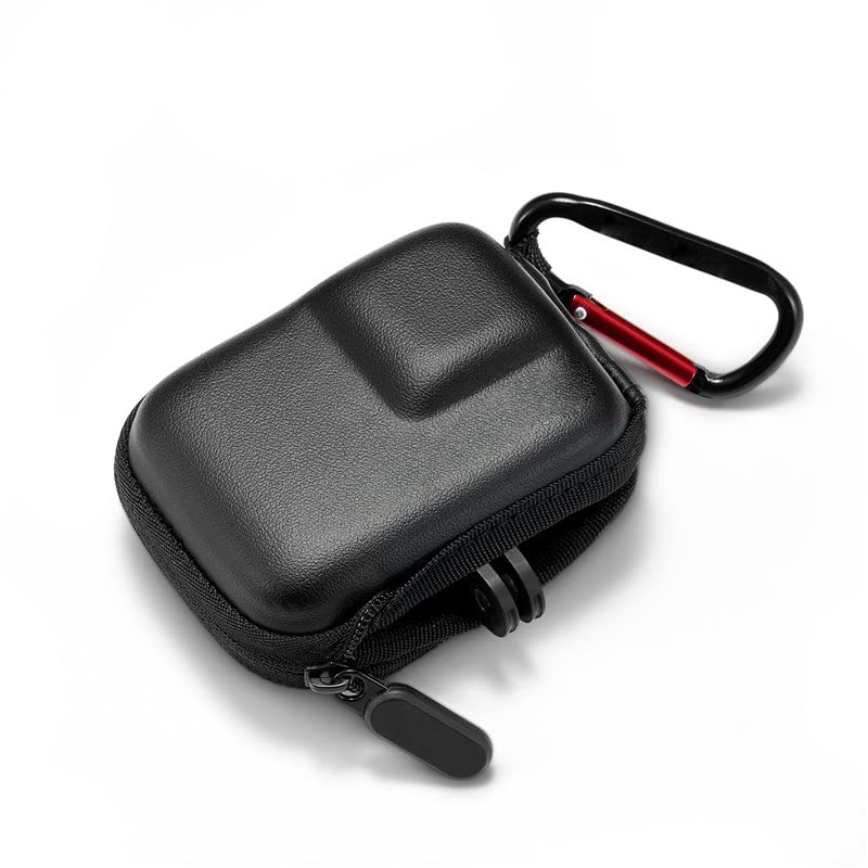 Compact Hard Travel Case for DJI Osmo Action 4 / Action 3, Insta360 Ace Pro, GoPro Hero 12/11 / 10/9 – Portable Protective Storage Bag with Carabiner (Black)