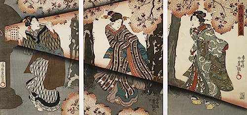 Tableau scène de nuit Kunisada 60x90cm aux contrastes lumineux saisissants