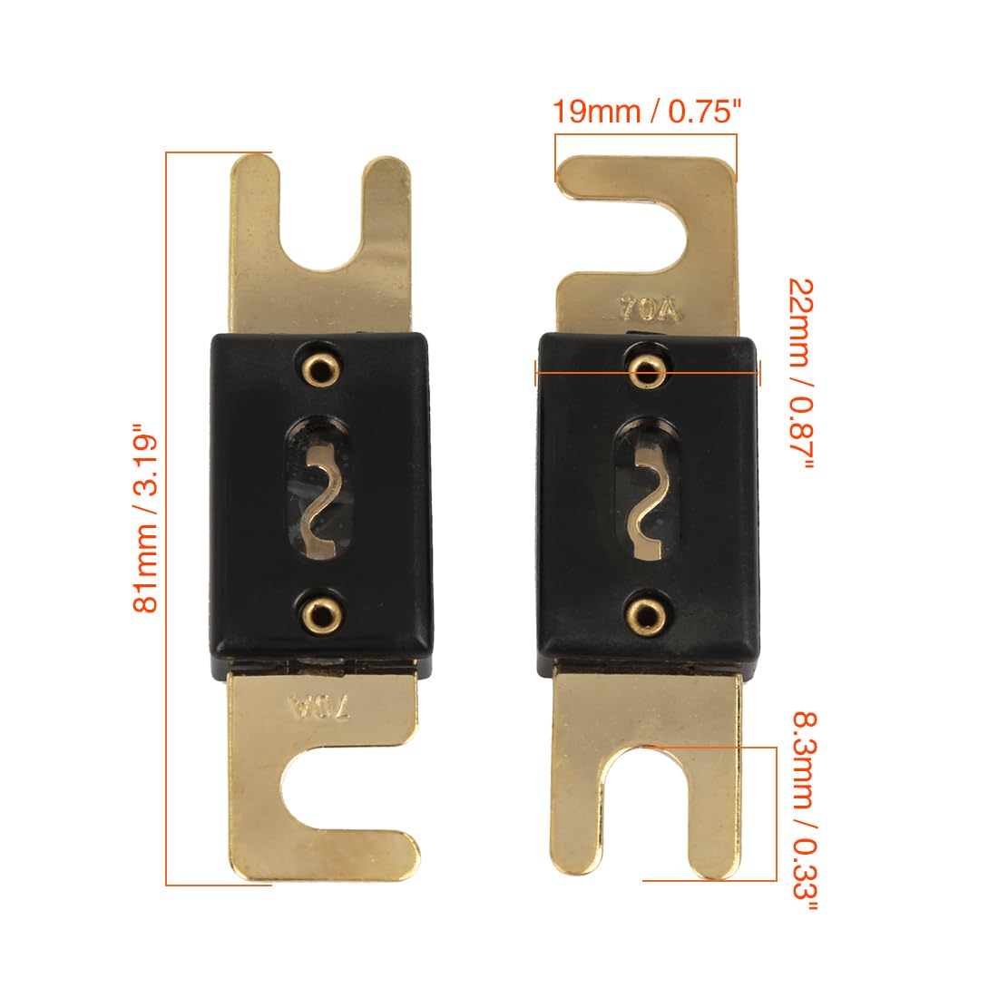 X AUTOHAUX AGU Sicherungen 5x 70A - Durchsichtige Autosicherungen Goldfarben