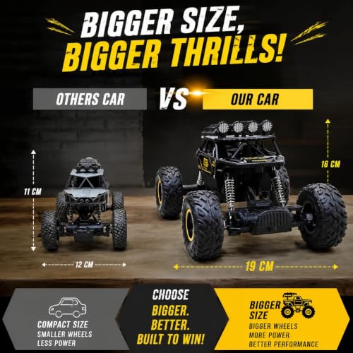 Image of Rechargeable Remote Control Monster Truck RC Car for Kids, Big 2WD Off-Road Rock Crawler with Water Mist Spray,Climbing Car with Shockers,Racing Toy for Boys & Girls 5+ Years, Assorted colours
